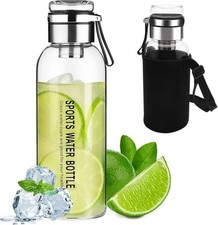 Glass Water Bottle 1 Litre Portable Borosilicate Glass Drinking Bottle Water Bo