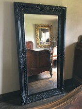 Large Black Ornate French Statement Vintage Swept Over mantle Wall Mirror 152cm