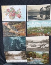 8 X Vintage postcards / bulk lots / job lots. Postmarked 1903-1922 e18