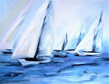 Yachts Original Oil Painting