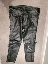 Skintan Leather Trousers Laced Sides Black W32 / L31