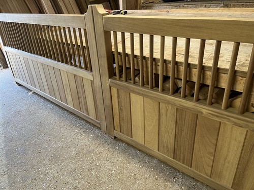 Hardwood driveway gates with - hardwood,