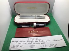 Vintage Sheaffer Prelude Brushed Steel CT Fountain Pen with Box etc