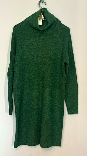 Green knit cowl neck long - neck,