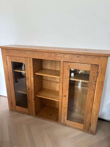 Vintage solid oak - solid, glass