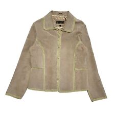 Wallace Sacks Beige 80s Vintage Button Suede Jacket Uk Women's Size 12