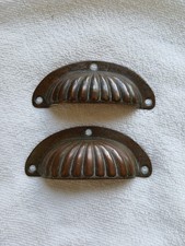 Pair Of Original Antique Scalloped Cup Type Drawer Handles