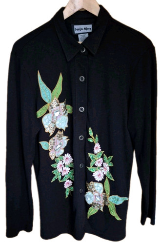 Indigo moon beaded embroidered - indigo,