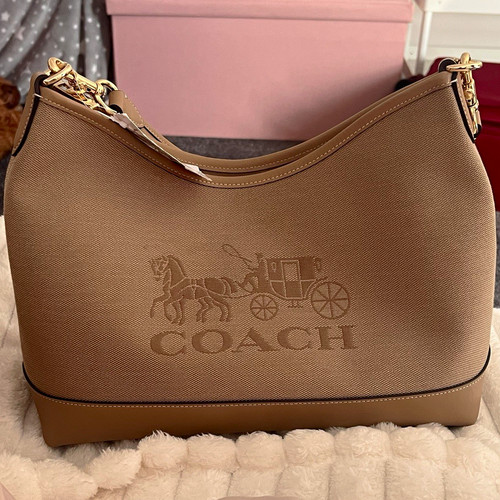 Coach beige canvas - &, leather