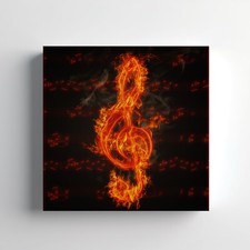 Music Clef On Fire Note Canvas