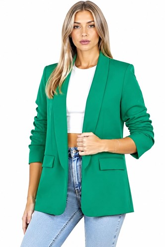 Womens ruched sleeve blazer - sleeve,