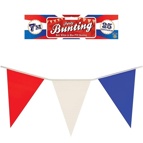 Red white blue pvc bunting - red, 25