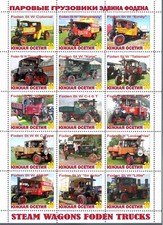 Stamp sheet Steam Wagon Foden Trucks South ossetia issue 2021