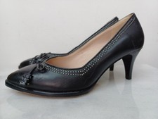Clarks Size UK 3.5 Black Leather Heels Bombay Lights Smart Formal Bow Court Shoe