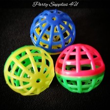 3pk Cat Plastic Ball with Bell/Jingle/Play Toy/Chase/Rattle/Hollow/Kitten/Throw