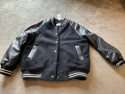 Navy boucle and faux leather - boucle,