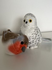 Collectable Birds With Real Calls RSPB plush Bundle x2 Snowy Owl & Robin Vgc