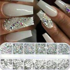 Crystal AB Rhinestones Nail Art Gems Diamante Round 3D Decoration UK STOCK