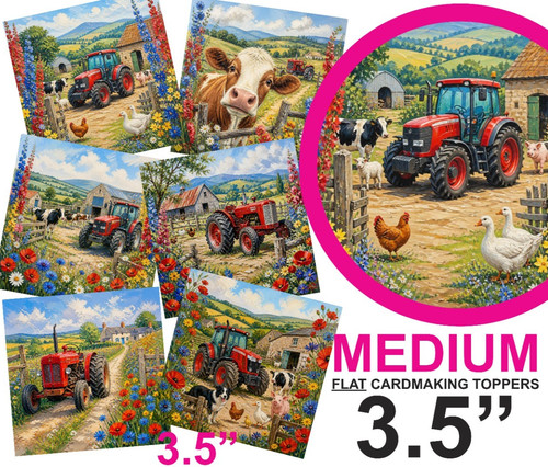 Countryside red tractor card - countryside,