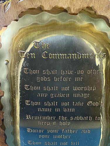Vintage brass wood ten - brass,