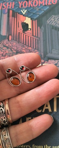 Sterling silver double amber - silver,