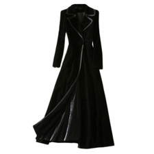 Womens Black Velvet Overcoat