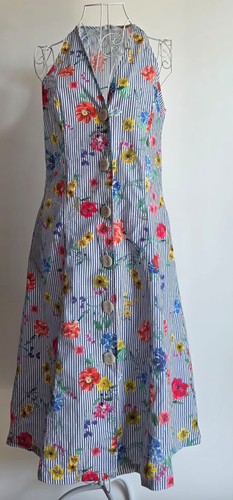 Zara navy stripe floral midi - zara,