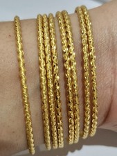 High Quality 22ct Yellow Gold Plated Indian Bangles Bracelet Set Size 2.4