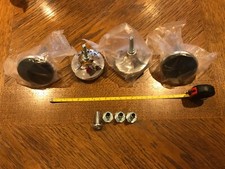 Set of 4 Silver Colour Bed or Chair Glides Casters with Fixings - New
