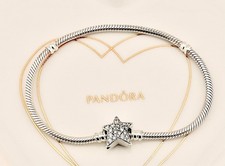 New Genuine Pandora Moments Asymmetric Star Clasp Snake Bracelet 599639C01-20cm