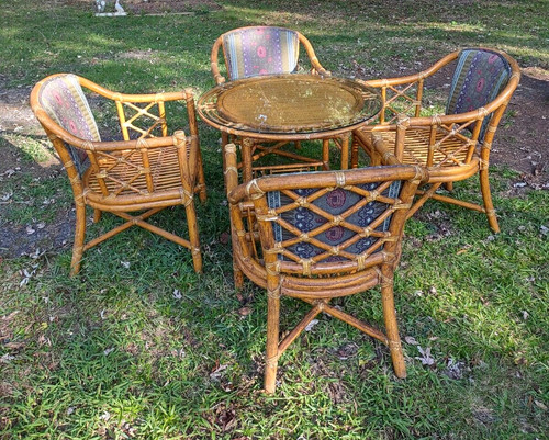 Vintage mcguire rattan table - mcguire,