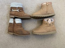 Infant Girl Size 7 Mothercare & George Imperfect Winter Ankle Boots x 2