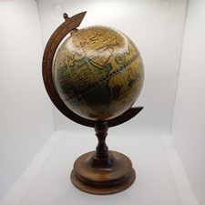 Chic Italian Small World Globe Vintage Wooden Base Desk Accessory Home Office