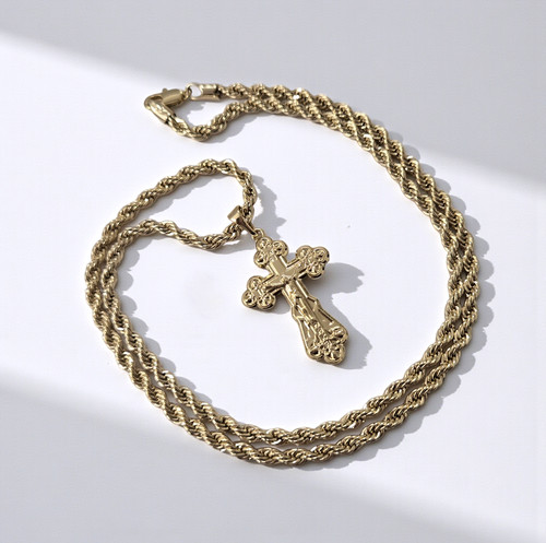 9ct gold crucifix - gold,