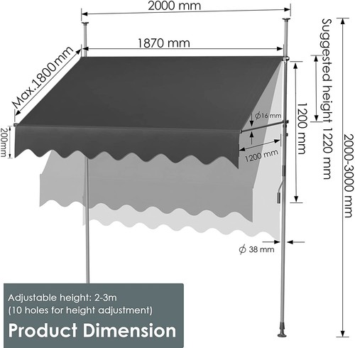 Clamp awning telescopic canopy - awning,