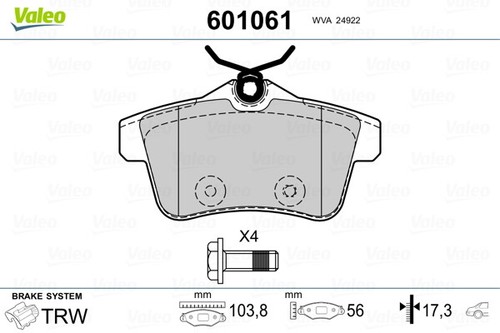 Valeo 601061 brake pad - 601061, set