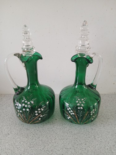 Pair antique bohemian green - pair,