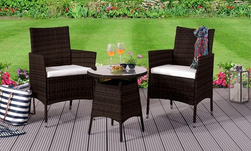 3pc rattan bistro set garden - bistro,