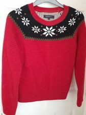 M & S  Limited Edition women's christmas/winter jumper red Fair isle