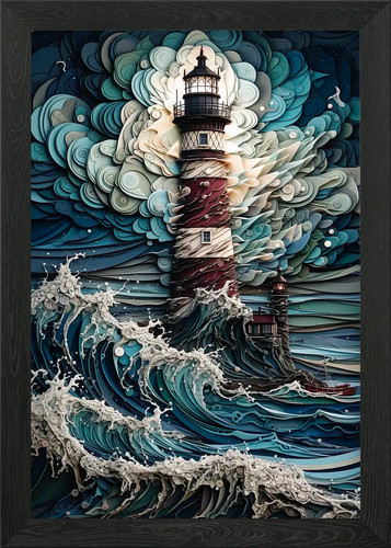 Lighthouse the storm framed - lighthouse, in