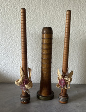 3 Vintage Wood Bobbins Metal