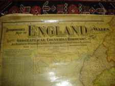 Antique wall map Scarborough's Map of England & Wales Railways & Steamship Lines
