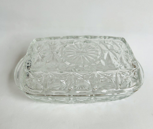 Vintage glass butter dish - butter, and