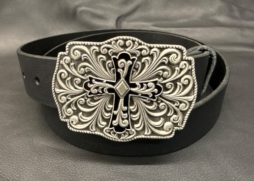 Belt buckle floral cross - belt,
