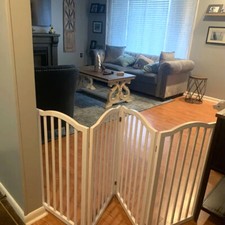 Baby Safety Gate Folding Panels Wooden Pet Dog Barrier Stair Doorway Safe Guard