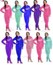 Womens Onsie1 Jumpsuit Ladies All Play suit Hooded Plain Zip Up S-3XL New