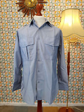 Vintage Unworn Mens Grey/Blue Practical Uniforms Nylon Shirt Long Sleeved 15" M