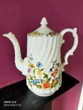 Ainsley Bone China Coffee Pot and Jug Cottage Garden Design Made In England VGC
