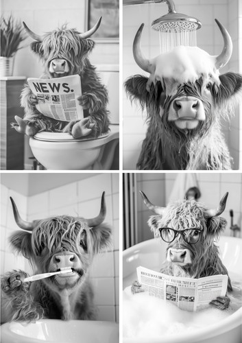 Highland cow bathroom - a3,