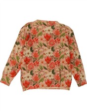 VINTAGE Womens Crew Neck Jumper Sweater UK 14 Medium Pink Floral Polyester AF04